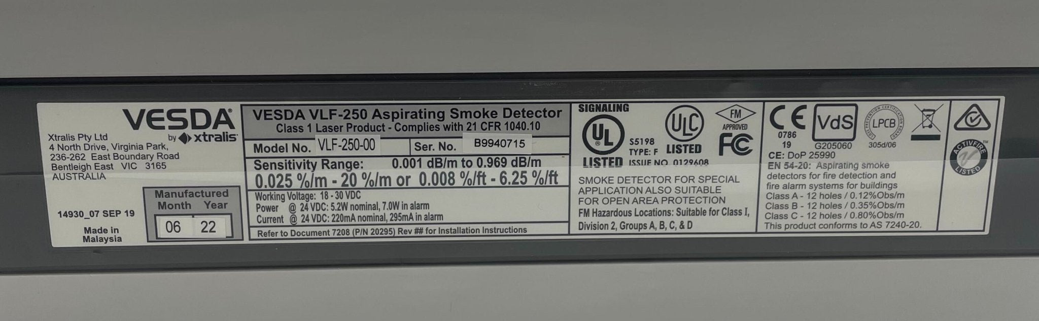 Vesda VLF-250-00 - The Fire Alarm Supplier