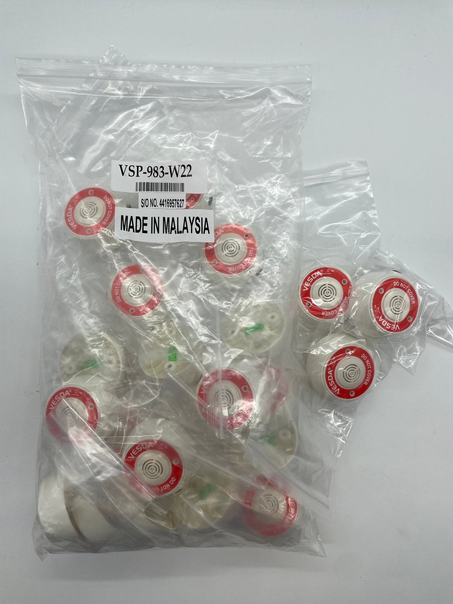 Vesda by Xtralis VSP-983-W22 4mm white surface mount sampling points, pack of 22, for fire detection systems.