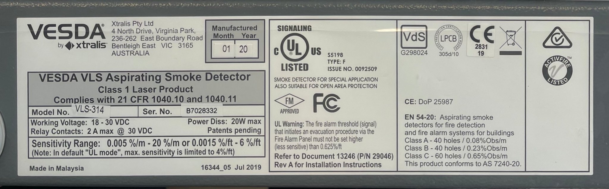 Vesda VLS-314 - The Fire Alarm Supplier