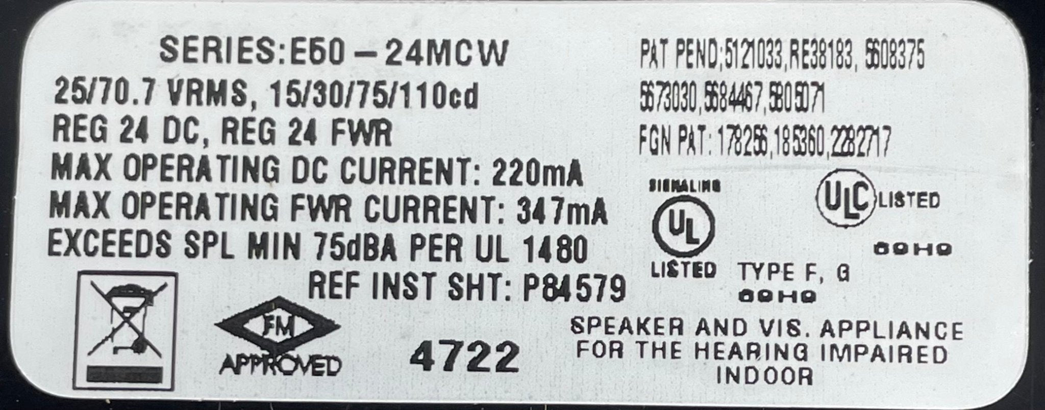 Wheelock E50-24MCW-FW - The Fire Alarm Supplier