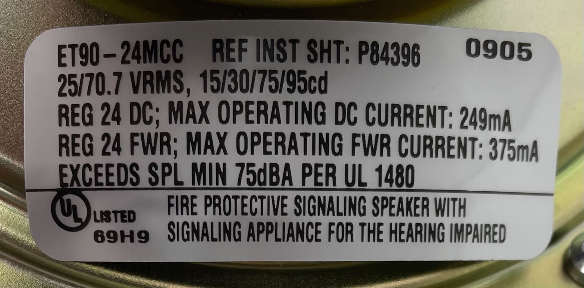 Wheelock ET90-24MCC-FW - The Fire Alarm Supplier